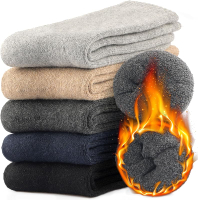 Wool Socks Mens Warm Crew Merino Thermal Thick Hiking Boot Socks for Cozy Soft for Cold Weather 5 Pa