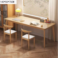 長條電腦桌（140*50*75cm原木色）【一桌兩椅】