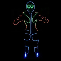 Hot Sale EL Wire Full Costume Led Halloween Suit Includes Glasses and shoelaces For Party Free Shipping DHL