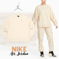 Nike 大學T Jordan Flight 奶油黃 白 女款 喬丹 長袖上衣 衛衣 寬鬆 內磨毛 落肩 DQ4600-234