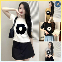 💥[A234] Áo len nữ Montoghi hàng dệt kim HOA ĐƠN GIẢN màu trơn tay ngắn dễ thương hàng Quảng Châu - L