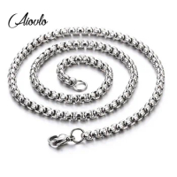 Stainless Steel Basic Chains Round Box Bead Ball Link Chain Necklace Unisex Men Jewels 2mm/3mm/4mm/5mm Width Long Necklace
