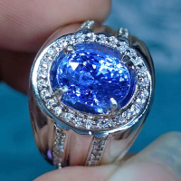 Natural Blue Sapphire Heat Srilanka Batu Mulia Permata Cincin Ring Biru Blue Safir Ruby Zamrud Kalun