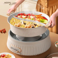 Food Dishes Hot Pot Double Electric Cooker Vegetable Multifunction Chinese Hot Pot Instant Noodle Soup Fondue Chinoise Cookware