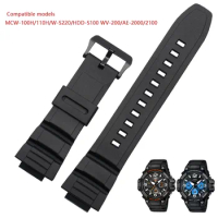 For Casio MCW-100H/110H/W-S220/HDD-S100 WV-200/AE-2000/2100 5434 Resin Strap 16mm Wristwatch Accessories Man Silicone WatchBand