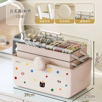 化妝品收納盒桌面可手提帶蓋透明大容量多功能髮飾美甲工具收納箱