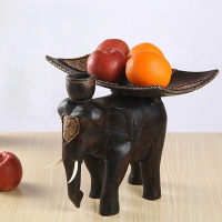 泰國工藝品大象果盤 實木創意家居客廳裝飾品時尚擺件木質水果盤