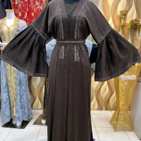 Abaya. Inner Outer Lepas Pasang. Coklat Tua