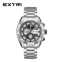 Extri New Watch For Men Luxury Stainless Steel Chronograph Sport Wristwatch Business Luminous Dive male Clock Dropshipping 2023