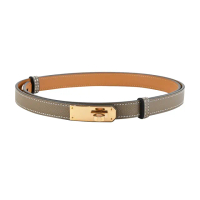 【Hermes 愛馬仕】Kelly Epsom皮革女仕細腰帶/皮帶(18大象灰/玫瑰金扣)
