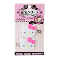 小禮堂 Hello Kitty 大臉造型塑膠髮夾2入組 (粉白款)