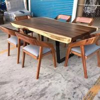 內地直送 - 南美胡桃木餐桌書桌電腦整木大板桌简约现代实木饭桌原木书桌茶桌