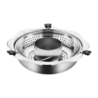 Chinese Hot Pot Cookware Stainless steel lifting hot pot household separated hot pot rotary lifting hot pot pot 34cm 36cm sale