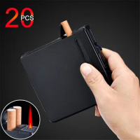 Metal Cigarette Case With Gas Lighter Automatic Pop Up Cigarette Lighter 20pcs Capacity Cigarettes Holder Tobacco Box Men's Gift