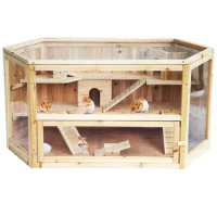 Hamster Cage Wooden Hut Mouse Cage for Small Animals Hamster Hideout Rat Room Sleeping Play Pet House Cage Home Supplies