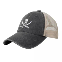 Jolly Roger / Skull and Crossbones Cowboy Mesh Baseball Cap western Hat derby hat Women Hats Men's