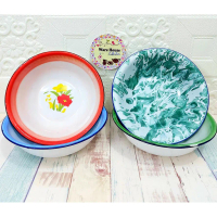 Baskom / Waskom Kembang 24cm Enamel /mangkok seng blek vintage motif kembang dan lurik