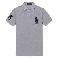 Polo Ralph Lauren RL 熱銷刺繡大馬短袖POLO衫(CUSTOM SLIM FIT)-灰色