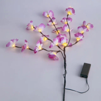 【MyDuck】LED 仿蘭花燈-紫色(室內佈置 蝴蝶蘭 農曆 新年 盆栽 蘭花 招財旺運程)