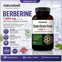 ORIGINAL Naturebell Berberine 1500mg with Ceylon Cinnamon 240 Capsules Glukosa Original USA GLOBAL V