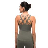 Nepoagym CHERRY XS To XL Size Compression Sleeveless Yoga Shirt Super Soft Women Yoga Top Sports Shirt with Padded Bra