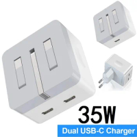 Fast Charging 35W Dual USB C PD Wall Charger Power Adapter Eu UK AC Travel Plug For Iphone 13 14 15 Samsung Htc lg