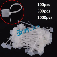 100pcs 500pcs 1000pcs White Plastic Nylon Mark Tags Label Sticker Cable Zip Ties 2.5mm x 100mm