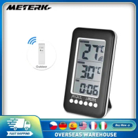 Digital Thermometer Meter With Clock Function Outdoor Indoor LCD Wireless Temperature Electronic Thermometers Weather Station