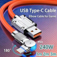 Liquid charging cable Type C 6A very fast silicone cable 240 watts charging cable 180 ° Rotatable