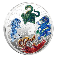 1 PCS Ancient Mythical Creatures Lucky Coin Lottery Ticket Scratcher Tool Silver Lucky Charms Challenge Coin