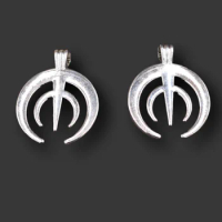 2pcs 316 Stainless Steel Horn Moon Trident Pendant Hip Hop Necklace Metal Accessories DIY Charms For Jewelry Crafts Making M608