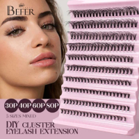 BEFER Lashe Clusters Natural Long False Eyelashes 8-16mm Individual Eye Lashes 200PCS Elf Makeup Diy