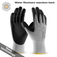 Work Glove Back Water Resistant 15G Seamless Nylon liner, Foam Nitrile Coated Gloves, DIY Garden Construction Car work