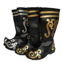 black mongolia boots chinese national boots mongolia dance boots ancient chinese boots festival shoes ancient dynasty shoes
