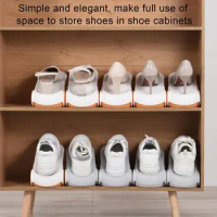 Shoe Holder Shoe Slot Space Saver 2pcs Foldable Shoes Slot Storage Organizers Double Deck Adjustable Shoe Storage Racks