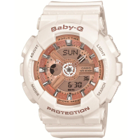 【CASIO 卡西歐】BABY-G 多層次機械酷感 雙顯休閒腕錶 香檳金43.4mm(BA-110-7A1S)
