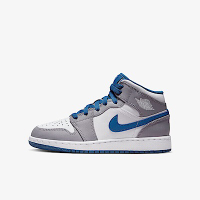 Nike Air Jordan 1 Mid GS [DQ8423-014] 大童 休閒鞋 運動 喬丹 中筒 皮革 灰 藍