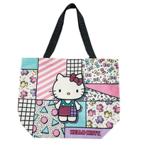 小禮堂 Hello Kitty 帆布側背袋 (幾何款)