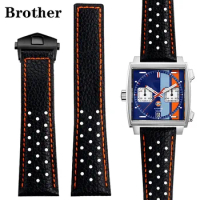 Genuine Leather Watch Band For TAG Heuer MONACO CARRERA CAW211R/P Watchband lychee print cowhide Strap men's Bracelet 22mm