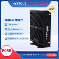 HYSTOU Fanless Mini PC Intel Core i3 8145u i5 8265u windows10pro Type-c HD EDP Desktop Office Computer Linux Ubuntu HTPC WiFi