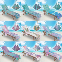Mermaid Lounge Chair Beach Towel Cover Microfiber Pool Lounge Chair Cover with Pockets Lounge Chair Mat for Sun Lounger Beach