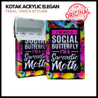 Kotak Box Tempat Rokok Akrilik Water Printing Elegan Unik [AMS-05] - SOCIAL BUTERFLY, 1 Pcs