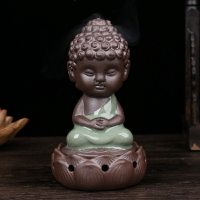 哥窯汝窯小如來陶瓷創意紫砂盤精品香爐香熏爐塔香檀佛具擺件1入