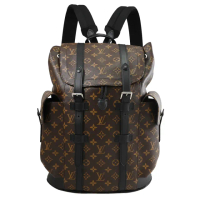 【Louis Vuitton 路易威登】LV M43735 Christopher MM 經典花紋大容量翻蓋束口商務包旅用包後背包(現貨)