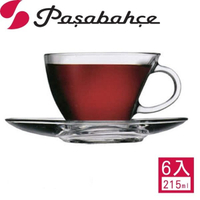 【Pasabahce】土耳其 帆船咖啡杯盤組-六件組 230cc 230ml 花茶杯 紅茶杯 精緻玻璃 玻璃杯盤組