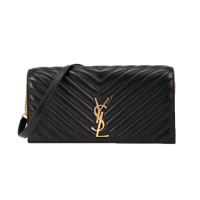 【YSL】KATE 99絎縫鏈帶手提/肩背包(金字-黑色)