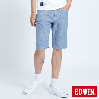 EDWIN 503 基本五袋棉質 休閒短褲-男-石洗藍
