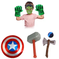 Child Hulk Gloves Superheroes Shield Mask Cloak Cosplay Costume Peter Parker Launcher Game Props Kid Gifts Marvel Fantasy Heroes