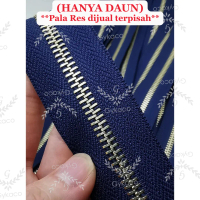 Asesoris Tas Daun Resleting (2 Arah) Besi Alloy No.5A BESI MURNI (330 Biru Navy) Emas Muda - IMPORT