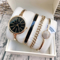 【ANNE KLEIN】Anne Klein 絕代風華腕錶套組(四件合一 手環手錶)